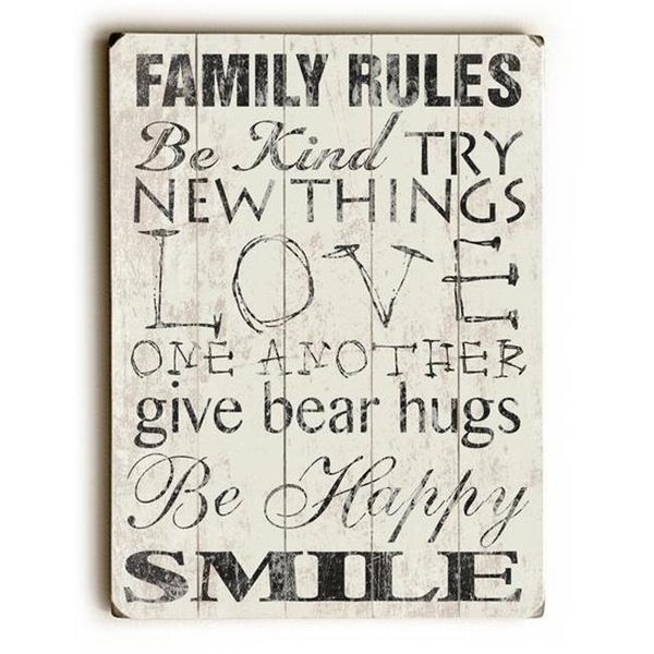 One Bella Casa One Bella Casa 0004-6156-38 12 x 16 in. Family Rules be Kind Planked Wood Wall Decor by Misty Diller 0004-6156-38